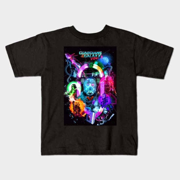 GOTG Vol 3 Kids T-Shirt by SecretGem
